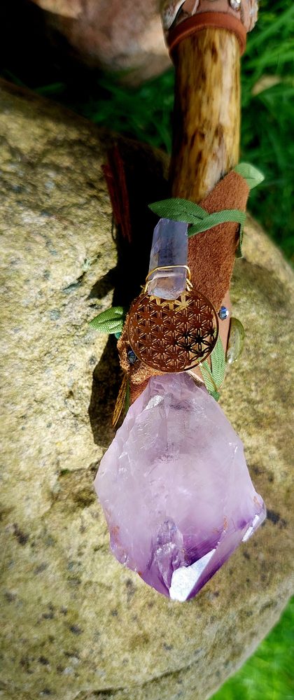 Amethyst flower of life wand