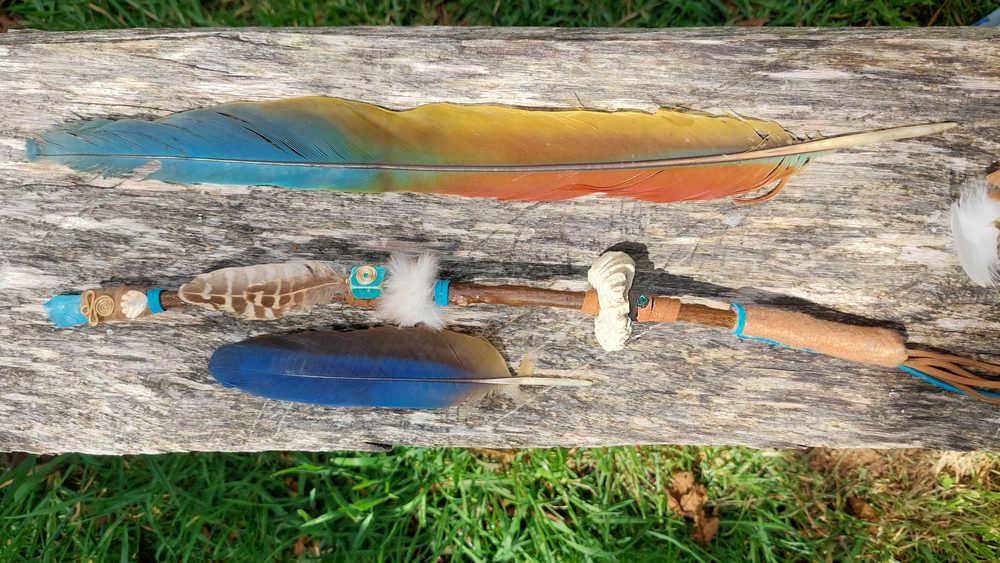 Wand with macaw feather