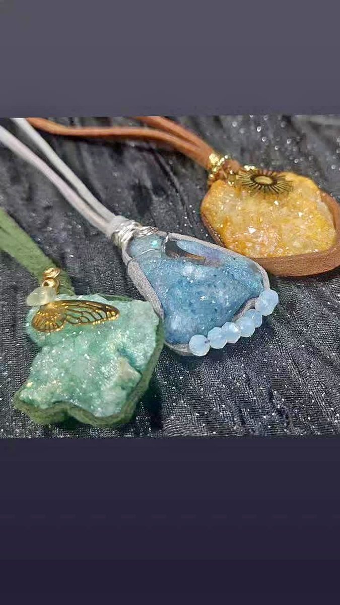 Crystal pendants close up