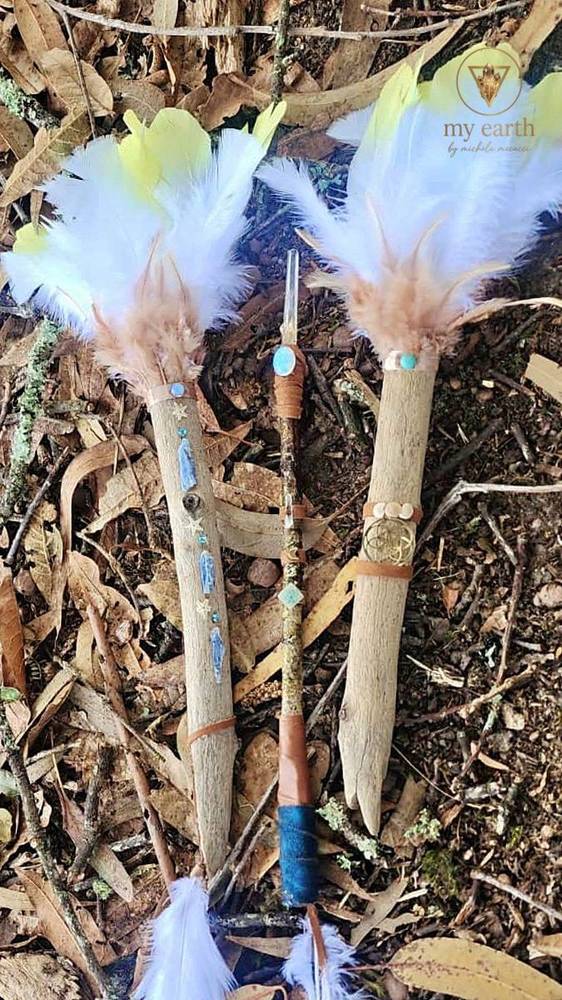 White feather wands trio