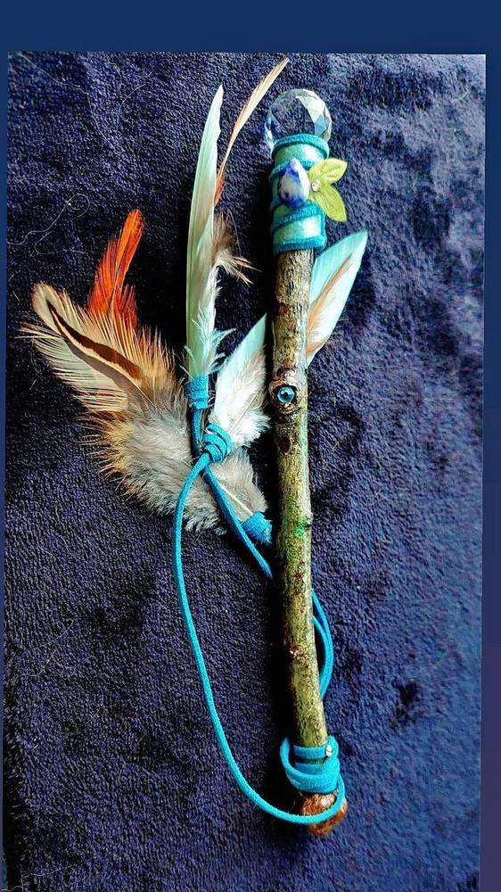 Teal crystal wand