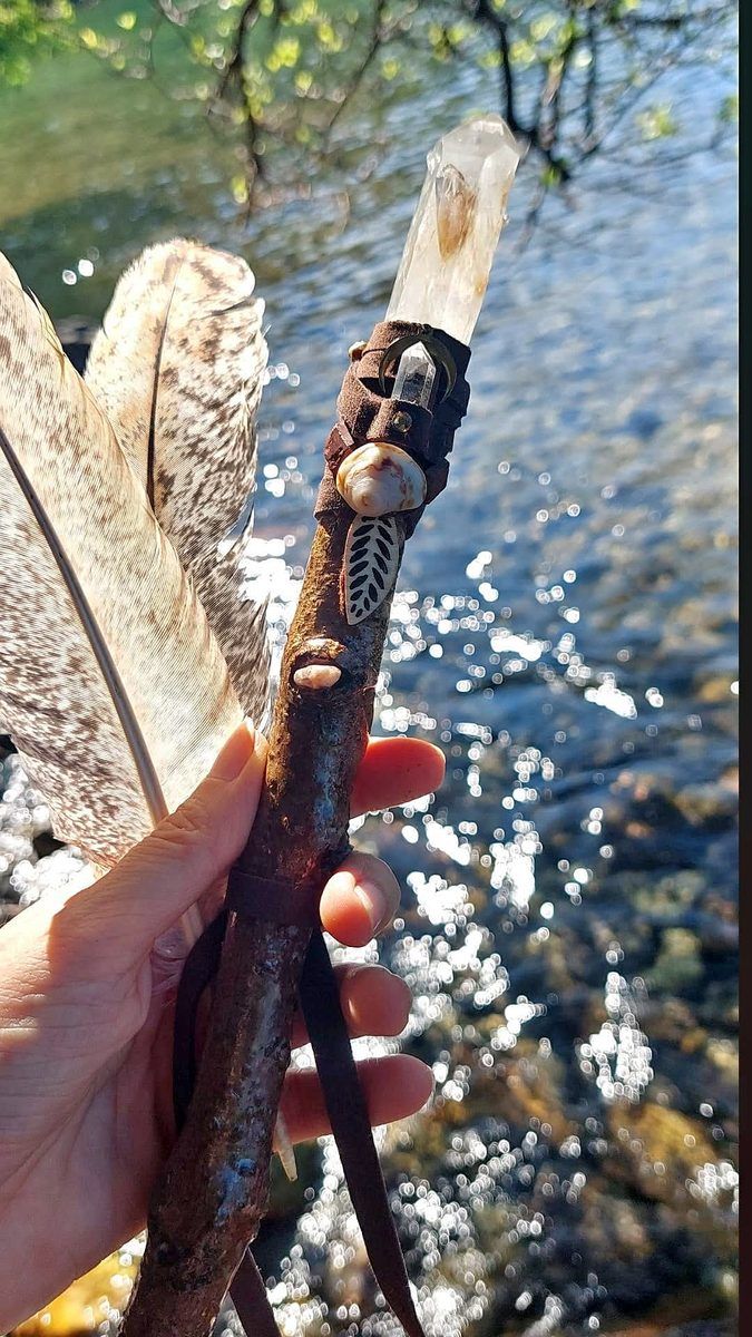 Crystal wand by river