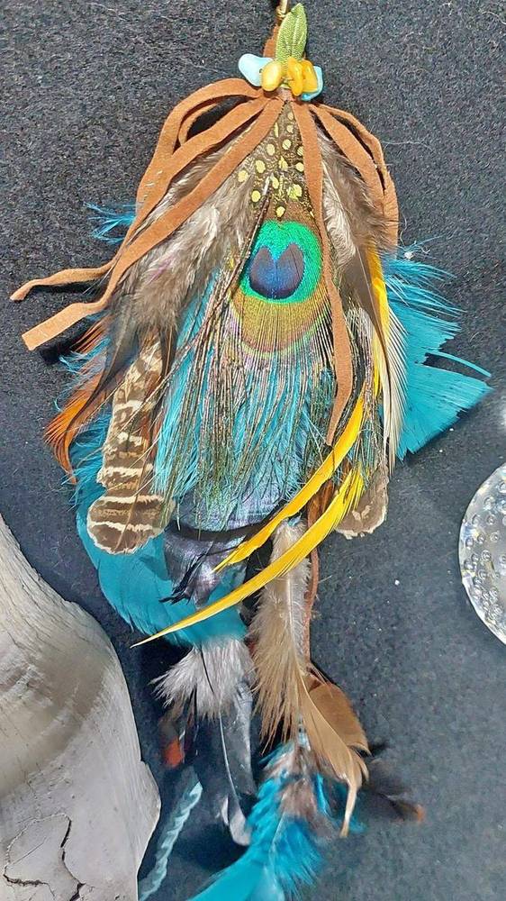 Peacock feather hair piece
